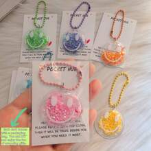 7Pcs/1PC Colorful Sequin Cartoon Smiling Face Keychain Set, Plastic Decorative Pendant, Keychain Suitable For Backpack, Wallet, Car Key Decoration Accessories, Party Key Ring Gift, Suitable For Birthday, Wedding, Valentine's Day, Teacher's Day, Thanksgiving, Christmas Gift - Multicolor - View 4