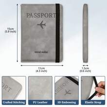 Travel Passport Holder With RFID Blocking - Grey - View 4