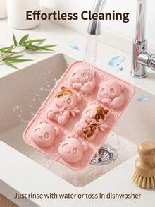 2pcs Cute Panda Shaped Silicone Molds, Home Baking Cake Molds, Handmade Chocolate Jelly Pudding Dessert Making Molds - Multicolor - View 7