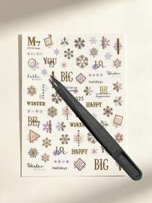 1 Set Stickers Aesthetic, Journaling, Nail Decals, Minimalist Luxury Christmas Style, Ins Simple Holiday Design, Gold Foil Ornament Decals, For Nail Art, Phone Case, Camera, Accessory Surface Embellishment - CD-025,CD-024 - View 8