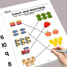 64 Pages Preschool Math Workbook, Number Arithmetic Practice, Fine Motor Skills & Logical Thinking Training, Cartoon Illustrations, Early Education Exercise Book, Children's Holiday Gift - Multicolor - View 9