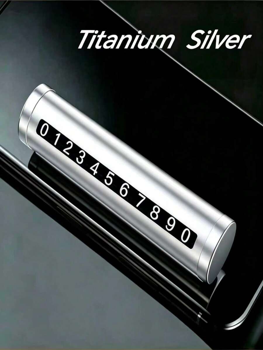 1pc Roller-Style Plastic + Aluminum Alloy Car Temporary Parking Number Plate, Car Interior Decoration Ornament, Car Parking Number Plate, Suitable For All Car Models - A - View 1