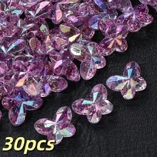 30pcs AB Color Acrylic Butterfly Beads With Glitter Transparent Faceted Butterfly Loose Spacer Beads For Jewelry Making DIY Bracelet Necklace Earring - Butterfly - View 8
