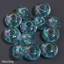 20pcs/Pack 14*8mm Acrylic Transparent Coated Large Hole Flat Beads DIY Phone Chain Necklace Keychain Decoration Loose Beads Handicrafts Home Decor Flat Round Beads - Transparent Plated Large Hole Flat Bead - View 9