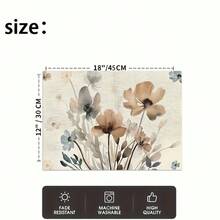 1/4/6pcs Autumn Series Ink Wash Light Brown Floral Pattern Printed Placemats, Heat Resistant Table Mat For Home Kitchen/Kitchen Table Protection, Party Scene Decoration - Multicolor - View 5