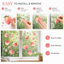 69pcs/3sheet Peach Stickers, Multiple Pink Peach Glass Stickers, Window Stickers, Glass Stickers, Three Sizes, Fruit Stickers, Gift Window Stickers, Fruit Stickers, Wall Window Door Mural Display Decal Stickers, 3 Sheets - Pattern - View 9