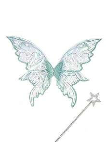 Shiny Butterfly Fairy Wings Costume Set, With Flower Crown, Elf Ears And Magic Wand. Suitable For Halloween Role-Playing And Party Events. - Multicolor - View 29