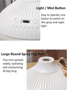 1pc Portable Air Humidifier, 300ml Water Capacity, 2-In-1 Function With LED Night Light, 3 Adjustable Brightness Levels, USB Powered, Suitable For Office Environment, USB Atomizer, Suitable For Valentine's Day Gift, Birthday Gift, Graduation Gift, Office Aromatherapy Humidifier. - Mist - View 8