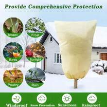 Thickened Non-Woven Fabric Plant Frost Cover With Drawstring And Zipper, Winter Warmth Protection Cover For Garden Plants And Greenery - Multicolor - View 10