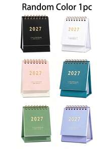 1 Pc Mini Desk Calendar 2026-2027 - Flip Design 18-Month Calendar (Jul 2026 - Dec 2027), Thick Paper & Twin-Wire Binding, Perfect For Home & Office (Random Color) - Multicolor - View 11