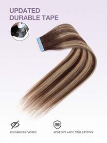 20pcs Tape-In Hair Extensions, 100% Human Hair, 14-22 Inches, Seamless Double-Sided Tape, Invisible Tape-In Hair Extensions, Straight Hair, Suitable For Party And Daily Wear - S4/18 - View 6