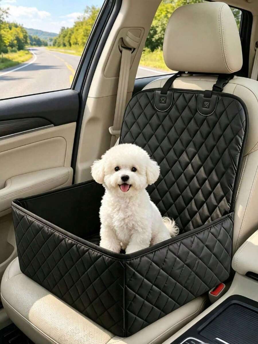 新款可拆卸高品質純色汽車寵物墊，防水防滑狗床，適用於汽車前乘客座與後座，適合所有尺寸的貓狗
