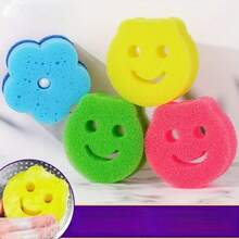 4pcs Set, 3 Random Color Cleaning Brushes + 1 Storage Rack, Suitable For Bathroom, Kitchen, Sink Organization, Durable Sponge Storage Rack, Bathtub And Shower Drain Rack, Decorative Sink Storage Rack, Halloween Gift, Christmas Gift, Birthday Gift, Party Favor - Multicolor - View 3