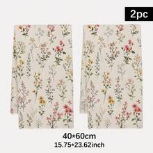 2pcs Vintage Floral Seamless Pattern Kitchen Towels, Rectangular Microfiber Kitchen Towels, Dish Cloths, Scouring Pads, Hand Towels, Cooking Baking Tea Towels, Kitchen Decor, Housewarming Gifts, Birthday Gifts, Bathroom Cleaning Cloths, Decorative Towels - White - View 12