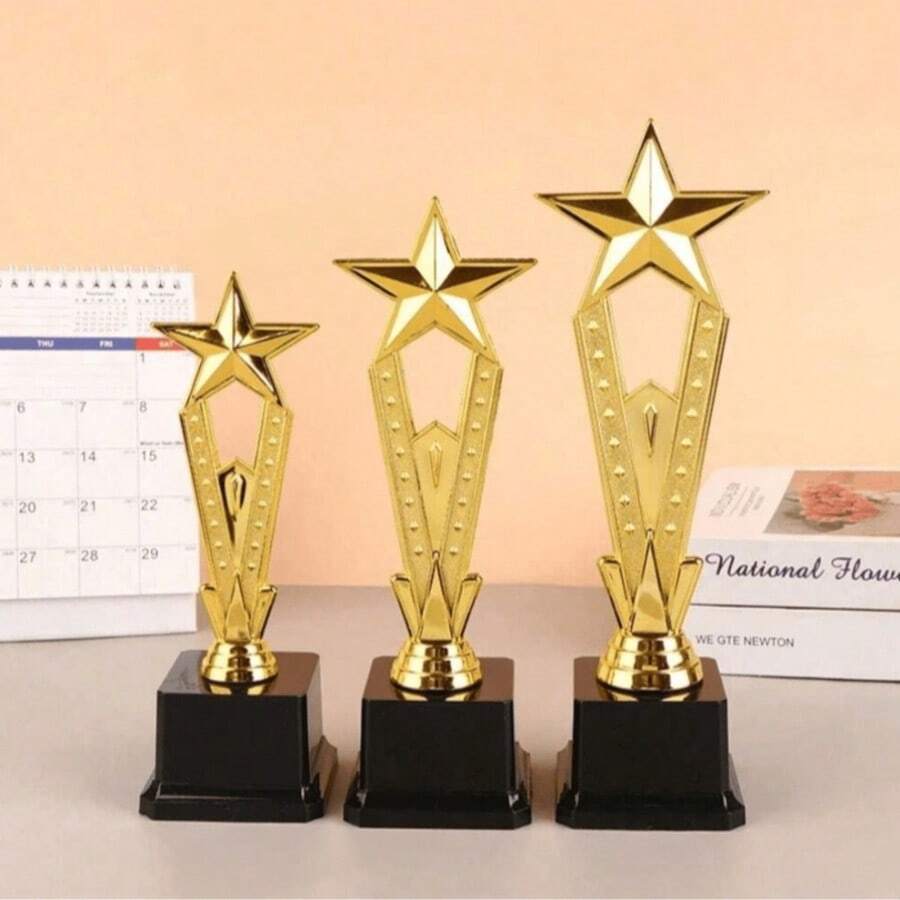 1 Gold Trophy Star Plastic Trophy Craft Souvenir Singing And Dancing Competition Award Trophy School Award Supplies - Multicolor - View 1