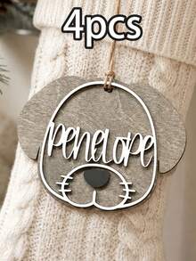 Custom Wooden Dog Christmas Ornament With Name, Personalized Puppy Face Christmas Tree Decoration, Rustic Holiday Style, Custom Pet Ornament, Customizable Name Keepsake, Christmas Home Decor, Pet Lover Holiday Gift, Suitable For Family And Friends - Apricot - View 21