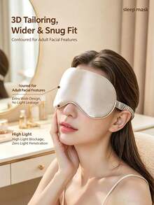 1pc Soft Satin Blackout Sleep Mask, Zero Pressure Full Coverage Breathable Eye Mask, Elastic Strap Design, Portable Light-Blocking Mask, Multiple Macaron Colors Available, Travel Nap, Student Dorm, Airplane Sleep Accessory/Gift - Multicolor - View 8