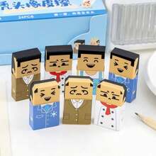 2PCS Funny Portrait Erasers - Random Style - Quirky & Clever - Cartoon Student Eraser Stationery - A - View 2