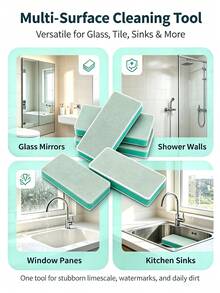 Magic Descaling Brush & Eraser - Multi-Functional Cleaning Tool, Suitable For Bathroom Glass Mirrors And Shower Tiles - Effectively Removes Water Stains, Dirt And Limescale Buildup On Windows And Sinks - Multicolor - View 4