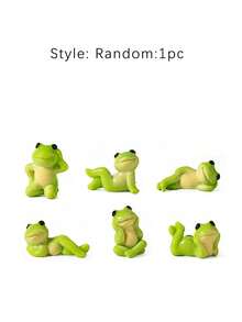 Mini Green Frog Figurine Set, Cute Multiple Poses, Suitable For Moss Terrarium, Fairy Garden, Succulent Planter And DIY Miniature Landscape Decoration, Glossy Miniature Decor, Suitable For Home Desktop Display, Halloween, Thanksgiving, Christmas And Easter Decoration - Green Plant Set - View 10
