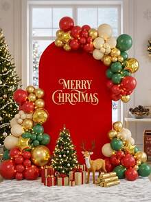 1pc Red Arch-Shaped Backdrop, Christmas Home Decor Background Cloth (No Stand), Milk Silk Photo Backdrop Prop, Can Be Paired With Balloons For Decoration, Merry Christmas Decoration, Christmas Decor, Christmas Decor, Xmas Decor, Baby Shower Decoration, Christmas Home Decor, Christmas Party Decoration - Red - View 4