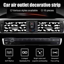 10 Pieces Cow Print Car Air Conditioner Air Outlet Decorative Strips, Cow Print Car Accessories, Flexible Shiny Auto Car Vent Interior Accessories - White - View 3