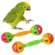 2/4/6pcs Mainan Burung Beo Kerincingan Warna Acak Mainan Latihan Burung Kerincingan Tangan - A+B - View 12