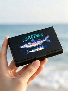 Jewelry Storage Box With Colorful Sardine Pattern; Jewelry Organizer Box. Aluminum Alloy Jewelry Storage Box, Travel Jewelry Storage Box, Metal Business Card Holder, Daily Use Jewelry Box, Accessory Storage, Suitable For Small Earrings, Rings, Pendants, Birthday Gift, Halloween Christmas Gift - Multicolor - View 4