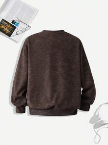 American Street Casual Boys' Racing Graphic Print Sweatshirt And Sweatpants 2-Piece Set, Suitable For Spring/Autumn, School, Shopping, Sports And Other Occasions - Brown - View 5