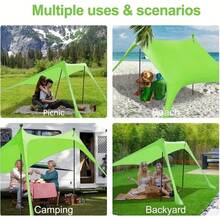 Large Beach Canopy Tent, With Stable Poles, UPF50+, Outdoor Sun Shade, Suitable For Beach, Camping, Party, Picnic, Gazebo - Multicolor - View 9