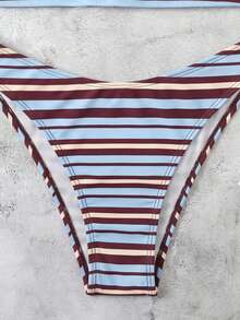New Spring/Summer French Striped Sexy Casual Elegant Halter Tie Waist Slimming Beach Holiday Party Swimsuit Set - Multicolor - View 6