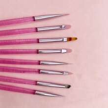 Transparent Pink Handle Nail Art Brushes 8Pcs Professional Manicure Painting Liner Drawing Pen For Beginner DIY Nail Design - Pink - View 3