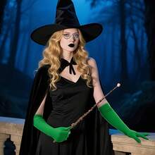 Witch Halloween Costume Set, Includes Hat, Cape, Witch Hat, Gloves, Role Play Props Party Outfit - Multicolor - View 6