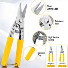 1pc Heavy‑Duty Multi‑Purpose Tin Snips, Spring‑Loaded Sheet Metal Cutting Shears, Non‑Slip Handle Industrial Scissors For Sheet Metal, Copper Wire, Electrical Wire, PVC Pipe, Carpet DIY Hand Cutting Tool - A - View 5