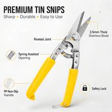 1pc Heavy‑Duty Multi‑Purpose Tin Snips, Spring‑Loaded Sheet Metal Cutting Shears, Non‑Slip Handle Industrial Scissors For Sheet Metal, Copper Wire, Electrical Wire, PVC Pipe, Carpet DIY Hand Cutting Tool - A - View 8