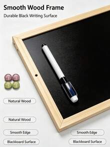 Magnetisk skrivtavla med träram, väggmonterad avtorkningsbar memo-displaytavla, utrustad med 4 st 2 cm magneter och 11,5 cm whiteboardpenna, komplett set med upphängningstillbehör, upprepade gånger avtorkningsbar för informationsvisning - Ensidig magnetisk + 2 cm 4 magnetkulor + 11,5 cm vit tavla-penna - Visa 6