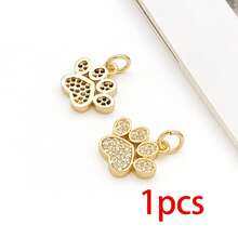1 buah Liontin Jejak Kaki Hewan Berlapis Emas 18K dengan Hiasan Berlian Imitasi untuk Pembuatan Perhiasan Gelang, Kalung, dan Anting-anting DIY - Emas - View 10