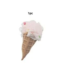 1pc Cute Cartoon Rainbow Ice Cream Shaped Bath Sponge, Soft And Premium Texture Creative Bath Flower Ball, Soft Lathering, Suitable For Home Bathing And Cleaning, Household Bath Shower Cleaning Supplies - Multicolor - View 8