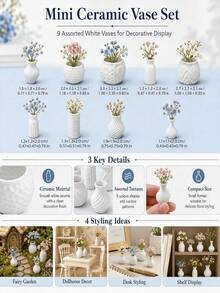 9pcs Mini Vase Set, Miniature Style Flower Vases For Dollhouse Accessories, Tiny Decorative Vase Containers For Artificial Flowers Dried Flowers, Dollhouse Scene Decor, Desktop Shelf Bookcase Window Display Home Decoration - Multicolor - View 6