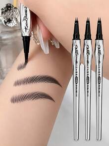 Single-Axis Waterproof Long-Lasting Smudge-Proof Dual-Component Liquid Eyebrow Pencil, Smooth Natural Color Application, Defined Strands, Suitable For Beginners To Create Realistic Wild Eyebrows - Multicolor - View 1