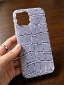 1 buah Casing Ponsel Kulit Embossed Kotak-kotak Mewah Niche Estetik Pilihan Selebriti, Minimalis Warna Solid Tahan Aus Anti Benturan Hard Shell, Kompatibel Dengan iPhone 11-17 Pro Max Semua Seri - MultiWarna - View 2