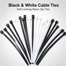 100pcs Self-Locking Nylon Cable Ties, White/Black Optional Sizes, Reinforced Binding Straps, Motorcycle Fixed Type, Multi-Scenario Use, Industrial Style, Party/Outdoor Applicable - Buckle-style - View 1