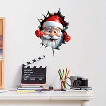 Christmas Creative Wall-Breaking Cartoon Santa Claus Living Room Room Background Wall Decor Wall Sticker - A - View 5