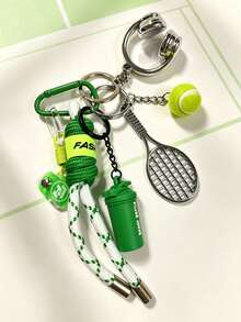 Woven Rope Tennis Theme Creative Pendant Keychain, Tennis Racket Keychain, Sports Water Bottle Earphone Charm, Suitable For Gym Bag, Car Keys, Unisex - Multicolor - View 11