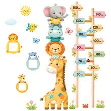 Large Photo Frame Height Measurement Wall Decal Cute Animal Growth Chart Wall Sticker, Height Ruler Decal With Photo Frame Design, Cartoon Jungle Wall Decor For Home Room Decoration - Wall Stickers - View 5