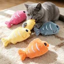 1pc New Cat Toy Clownfish Kitten Toy Durable Chew Toy Self-Entertainment Boredom Relief Squeaky Interactive Cat Toy - Multicolor - View 4