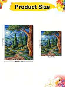 DIY Swirling Starry Cypress Tree Path (Frameless 8x12 / 16x20 Inches) Paint By Numbers Kit(Acrylic) Arts & Crafts For Adult Beginners, Relaxing Home Wall Decor, And Unique Seasonal Holiday Gifts - Sets - View 3