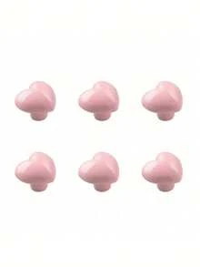 8/6/4/1pc Pink Ceramic Heart-Shaped Drawer Handle With Screws, Decorative Handle For Baby Girl's Room, Suitable For Drawer And Wardrobe Handles - Multicolor - View 10