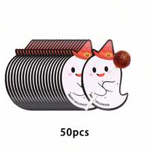 50pcs Halloween Lollipop Jam Chocolate Candy Card Paper Cards, Creative DIY Pumpkin Ghost Candy Cards, Packaging Halloween Party Gift Accessories Decoration - Multicolor - View 11