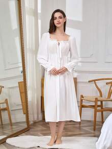Women's New Spring/Autumn Pure Cotton Long Sleeve Pajamas, Can Be Worn As Loungewear - White - View 5
